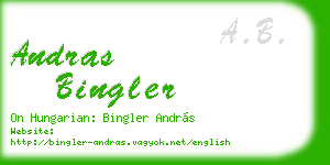 andras bingler business card